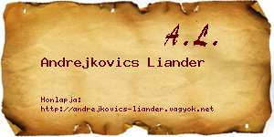 Andrejkovics Liander névjegykártya